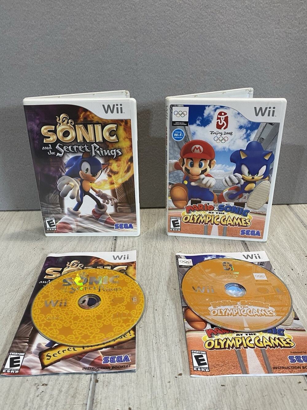 Nintendo Wii 2-Game Lot - Sonic Mario Olympic Games & Sonic and the Secret Rings